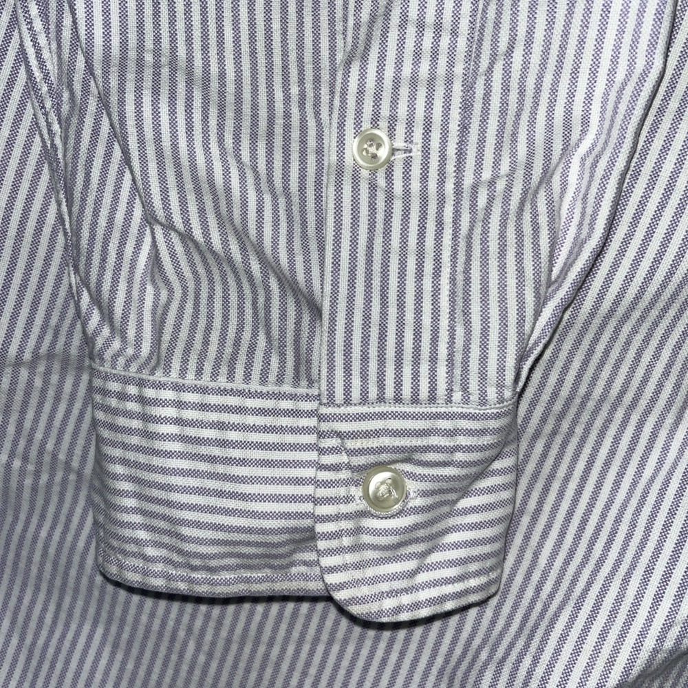 Polo Ralph Lauren XXL Classic Fit Pinstripe Button Down Shirt Flesh Pony 36/37 - Picture 3 of 16